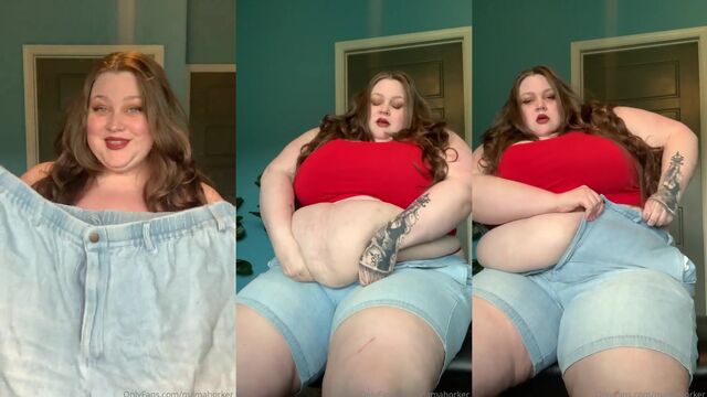 Fat belly feedee gets clapped and jiggled by horny hung