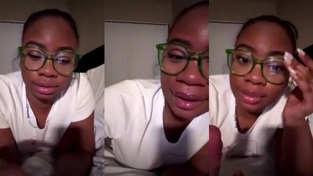 Slim Thick Ebony Gives Sloppy BJ Then Gets Nutted On
