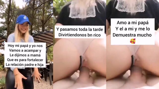 A young girl is fucked by her dad outdoors