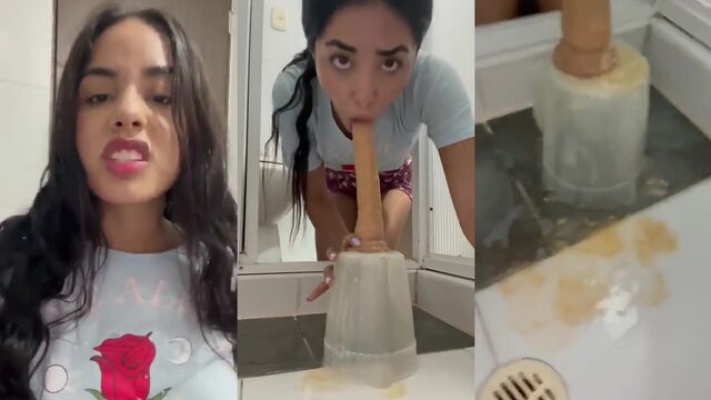 Nasty Latina girl throws up while being deeply throat-fucked