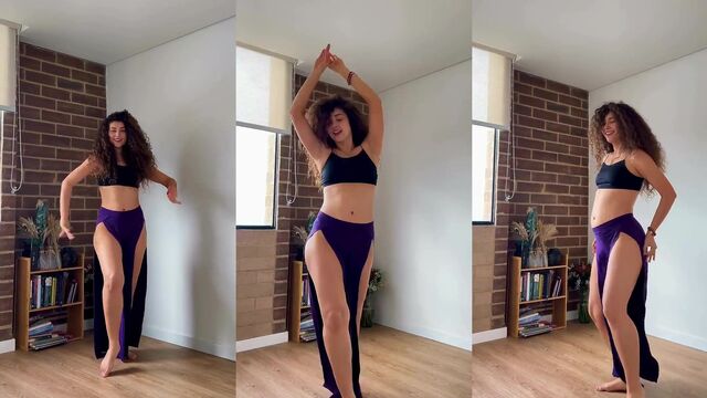 Arabic belly dancing with a sexy strip tease and pole tricks, worship this thick Arab ass!