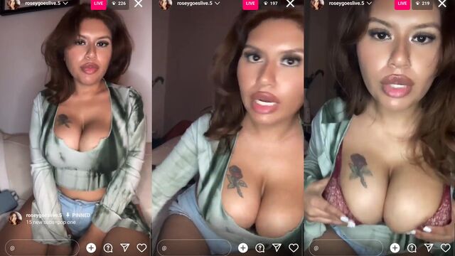 Latina with big tits bouncing on Instagram Live