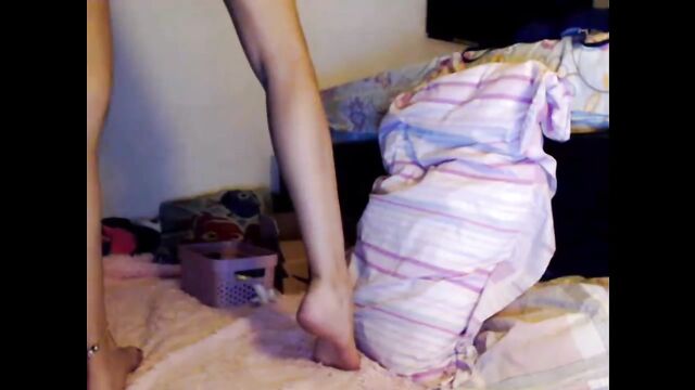 Exhibitionist slut strips and masturbates on cam show