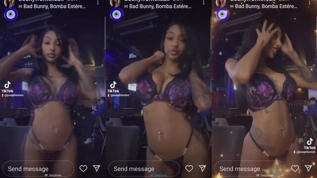 A super cute girl shows her boobs while playing with a toy in an Instagram video