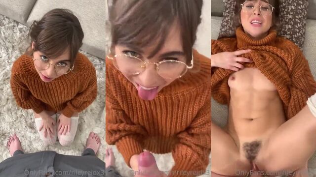 Riley Reid enjoys a hot threesome with two guys in an intense scene