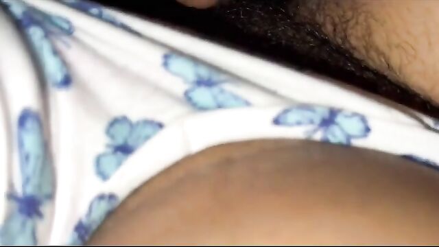Ebony cutie gets her pussy filled with wet cream