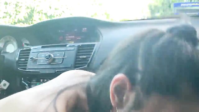 Pervert driver takes advantage of young brunette in car