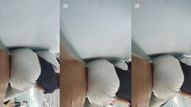 A fat white ass twerks in school uniform, exciting the teacher