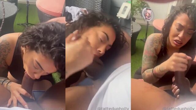 Tattooed babe with big tits gets her head down for passionate sex
