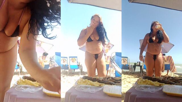 Hot mature woman shows off her big ass in a bikini on YouTube