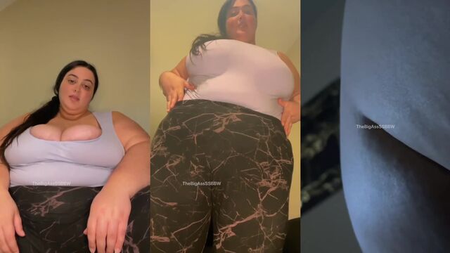 Ssbbw feeds and stuffs her huge belly with passion