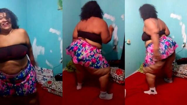 Fat granny shows off her giant ass and pussy in the bathroom