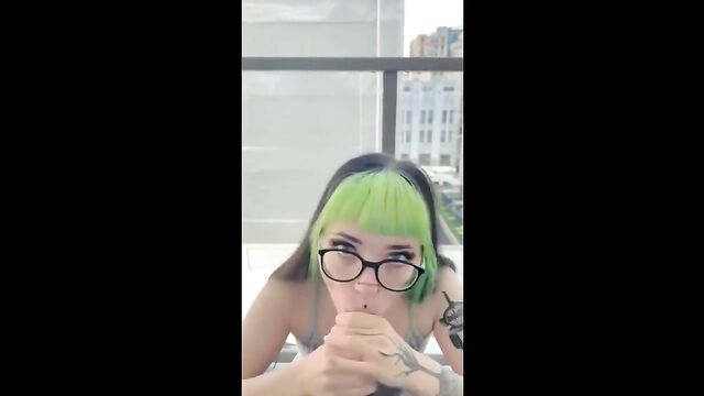 Goth PAWG rides BBC dildo while talking dirty