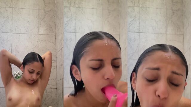 Skinny Latina gets fucked hard in the shower