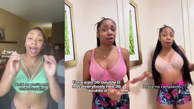 Ebony beauty with big tits gets covered in cum after TikTok fun