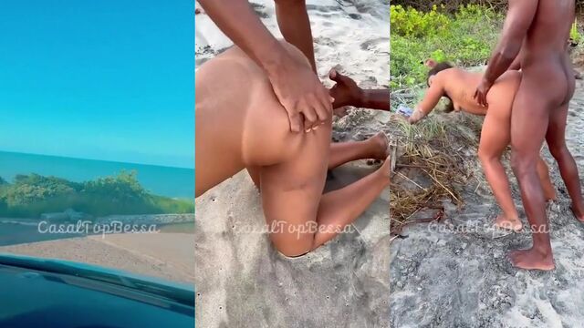 A hotwife gets fucked by two guys on the beach in a steamy gang bang