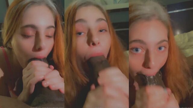 A PAWG girl gives a deepthroat blowjob to a BBC man