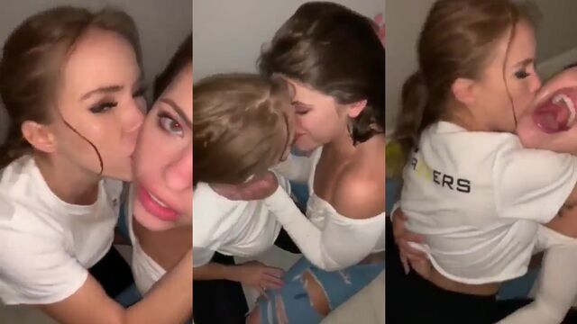 Two girls fucked and received a cumshot on their faces in a threesome