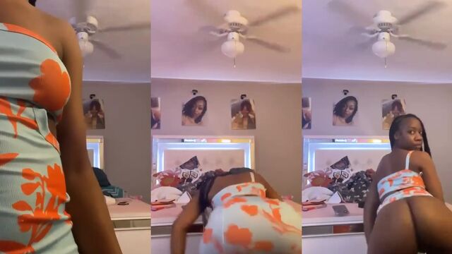 Ebony teen with phat ass twerks on the counter and gets banged hard