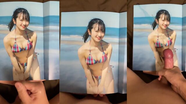 A Japanese idol, Kamimura Hinano, gets a bukkake from a group of men
