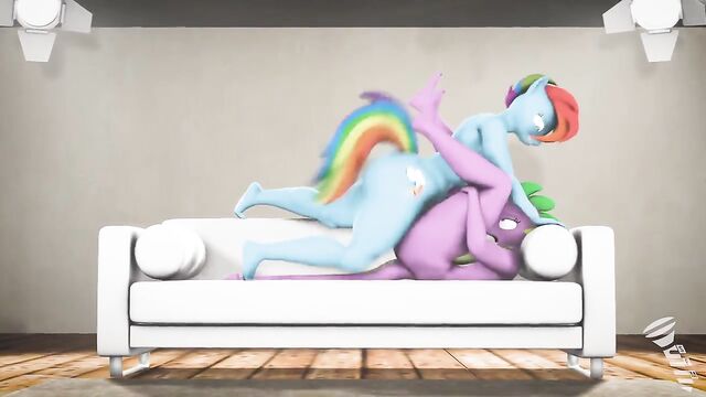 Two futanari ponies get fucked on the couch in a hot scene
