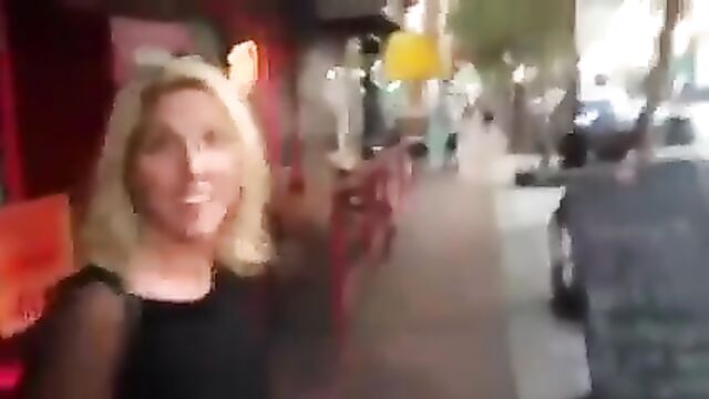 The husband watches as his blonde wife fulfills her desires with a cum walk