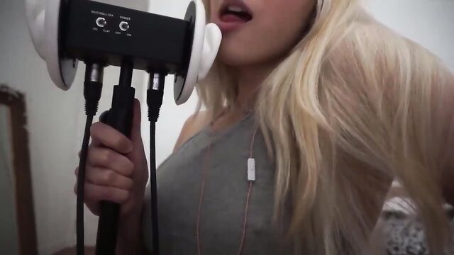 ASMR Claudy gets her ears licked by a horny guy in a steamy session