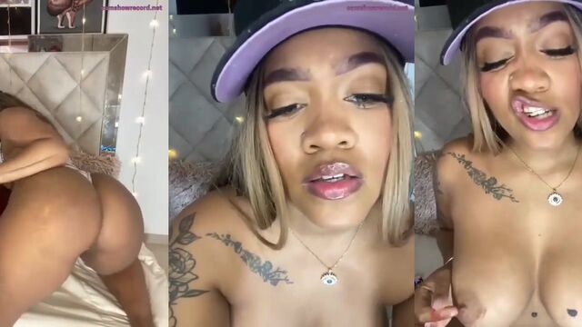 Ebony girl with a big ass performs on camera