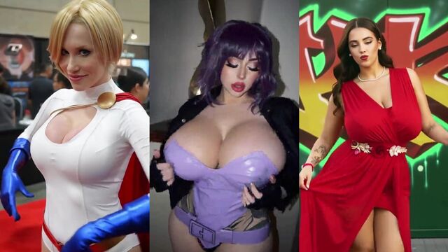 Power Girl gets her cleavage filled with cum in a hot cosplay scene