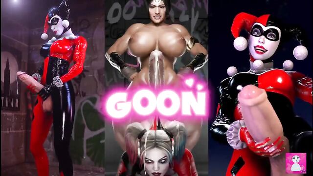 Futanari Harley Quinn shocks with her massive cock in DC animated scene