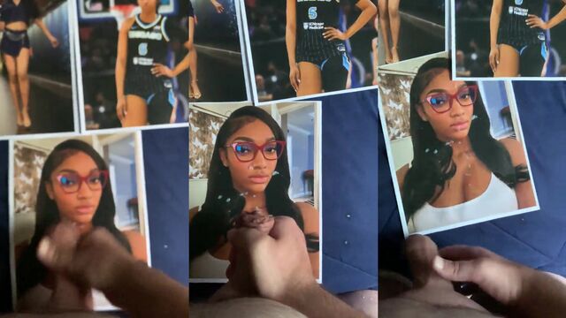 Angel Reese, the gapping specialist, gets her glasses covered in sperm as a tribute