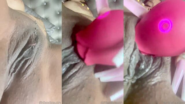 Thick ebony MILF gets her big fake tits covered in cum