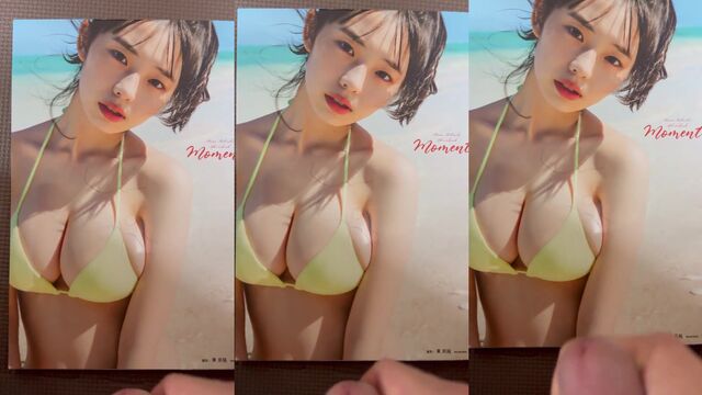 Gravure idol Hina Kikuchi honored with a cum tribute