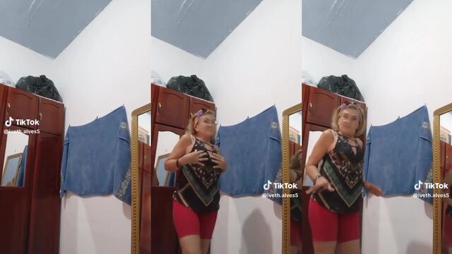 Hot granny slut shows her dancing skills in a sexy skirt