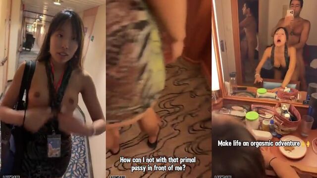 Two travelers get laid in public, watched by curious voyeurs