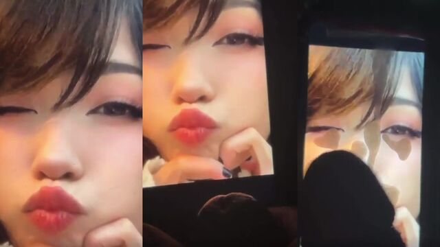 A hot Twitch streamer receives a cumshot tribute in real life