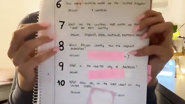 The cute blonde answers the geography quiz with an angelical voice