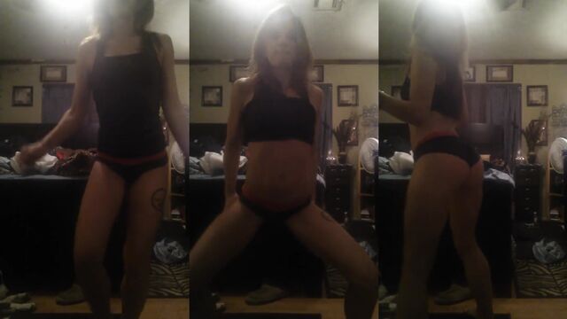 A hot brunette takes off her panties and twerks in them passionately
