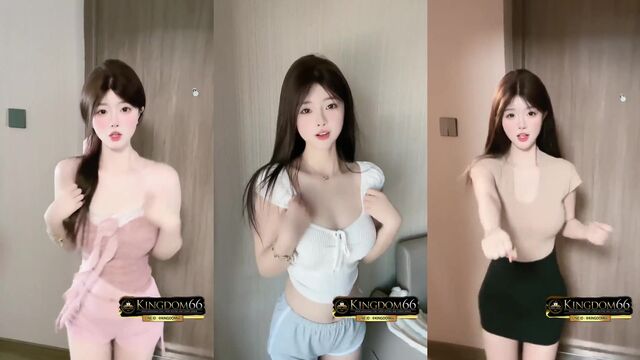 A cute young girl danced sexy in her room and showed her body