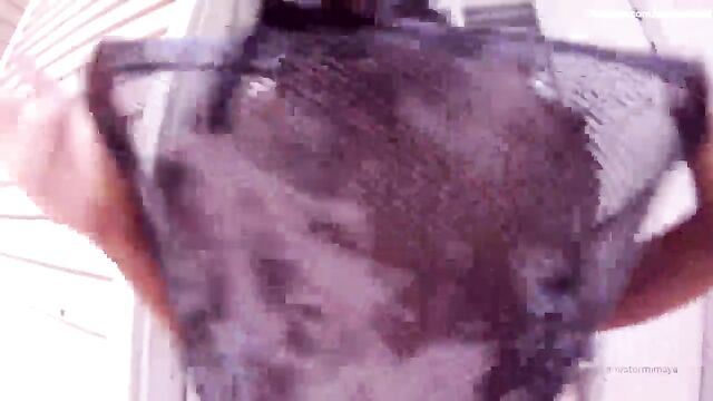 Mixed beauty StormiMaya takes shower and teases her body with oil