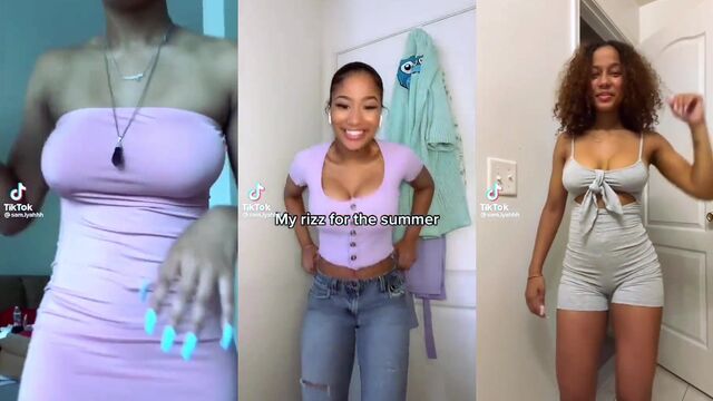 A sexy lightskinned ebony teen gets naked and dances on TikTok