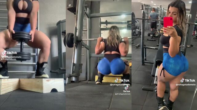 The cute girl Rafaela worked out in the gym and showed her bumbum