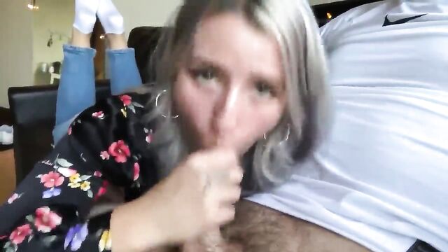 A young cute girl has a blowjob with her boyfriend