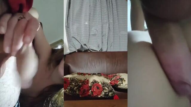 Blonde cam girl from Argentina gets her asshole gapped by a huge toy on CAM4