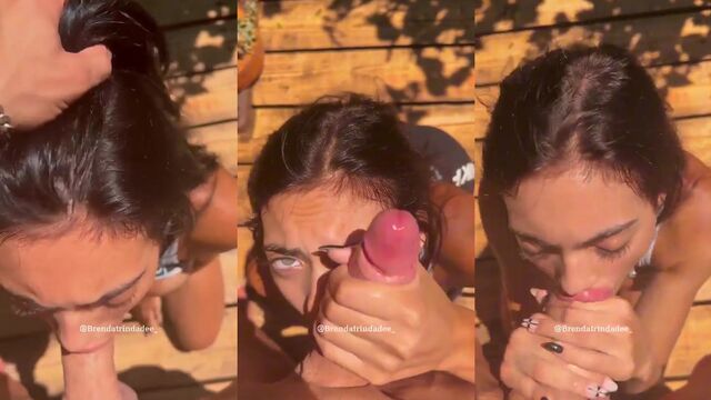New Latina girl Brenda Trindade chupando and sucking cock