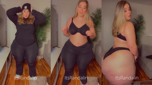 BBW with huge ass shows off her fat thighs and sexy lipodemia in the kitchen