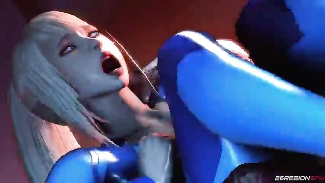 Samus Aran is fucked in the spaceship from Among us Metroid Anime Hentai 3D