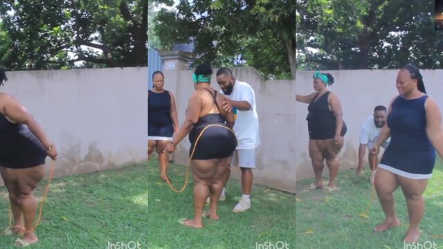 Thick ebony ass with cellulite walking on the street for money