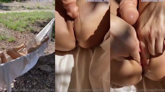 Flocke is stretching her body in sexy yoga pants
