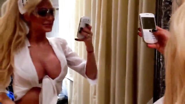 A sensual dance with a stunning model and a nice nip slip